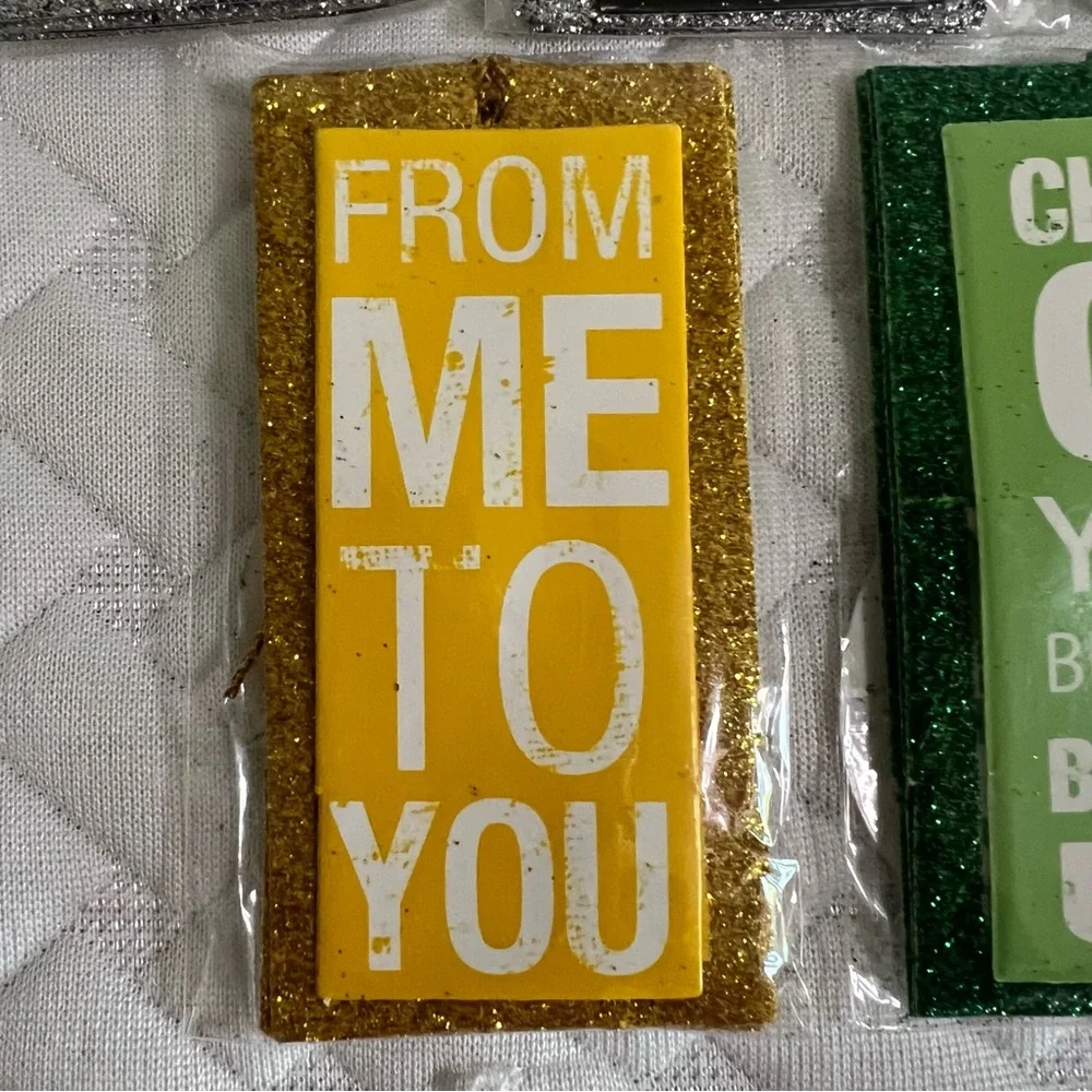 NWT Gift Tags Lot of 5 Glitter Backround 3pc per pack Punch Studios‎ Birthday